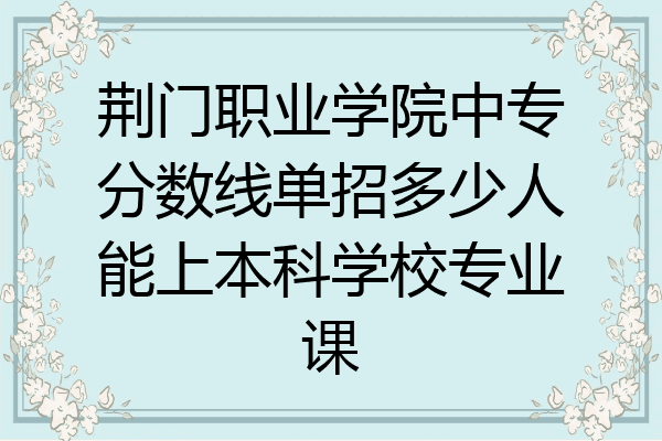 荆门职业学院中专分数线单招多少人能上本科学校专业课