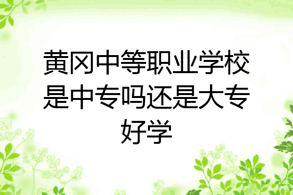 黄冈中等职业学校是中专吗还是大专好学