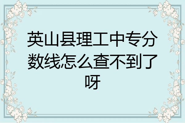 英山县理工中专分数线怎么查不到了呀