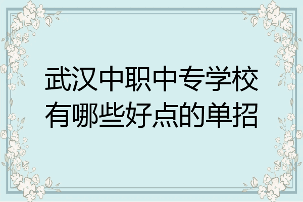 武汉中职中专学校有哪些好点的单招