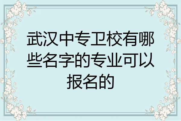 武汉中专卫校有哪些名字的专业可以报名的
