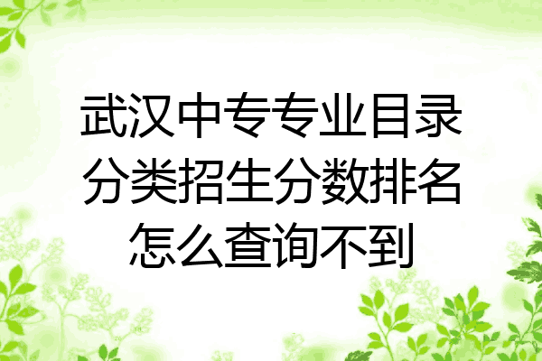 武汉中专专业目录分类招生分数排名怎么查询不到