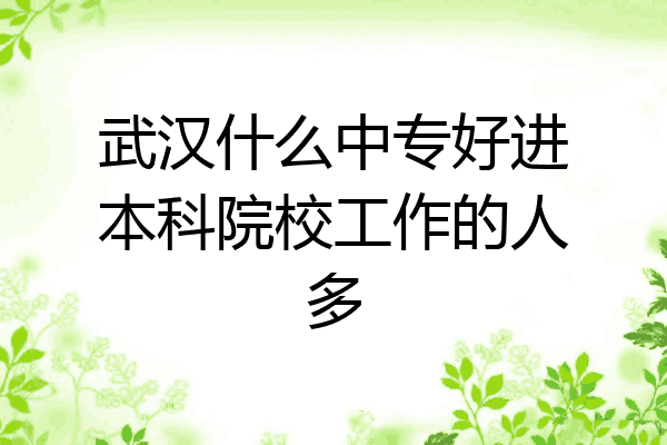 武汉什么中专好进本科院校工作的人多
