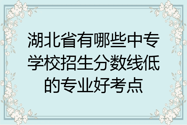 湖北省有哪些中专学校招生分数线低的专业好考点