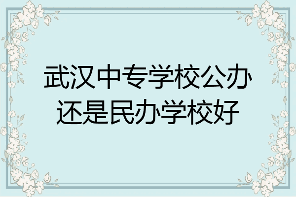武汉中专学校公办还是民办学校好