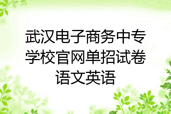 武汉电子商务中专学校官网单招试卷语文英语