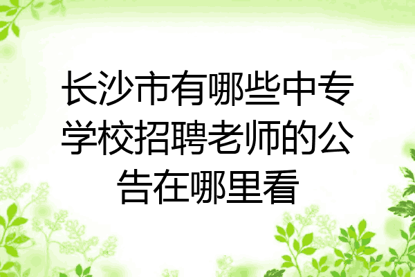 长沙市有哪些中专学校招聘老师的公告在哪里看