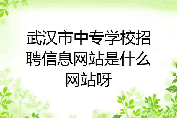 武汉市中专学校招聘信息网站是什么网站呀