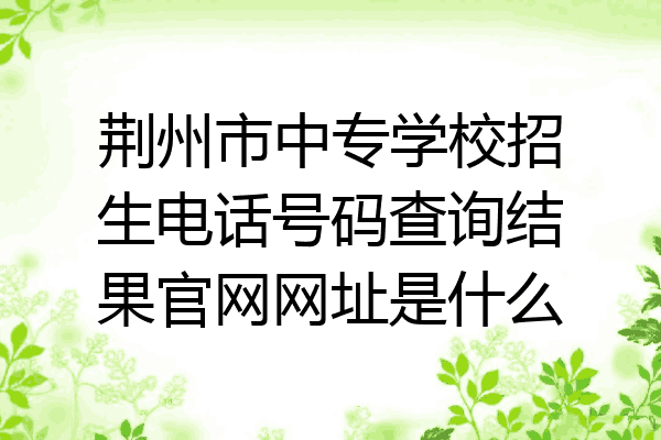 荆州市中专学校招生电话号码查询结果官网网址是什么