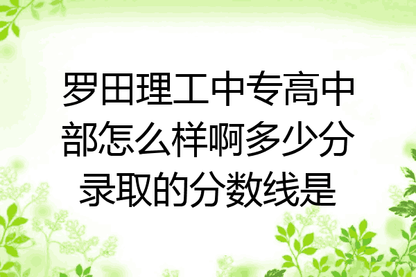 罗田理工中专高中部怎么样啊多少分录取的分数线是