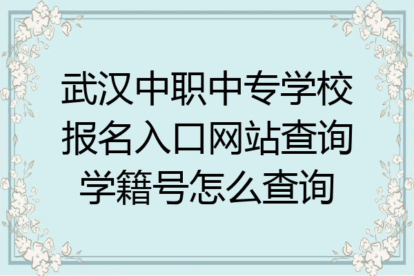 武汉中职中专学校报名入口网站查询学籍号怎么查询