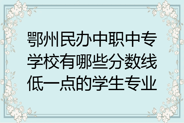 鄂州民办中职中专学校有哪些分数线低一点的学生专业