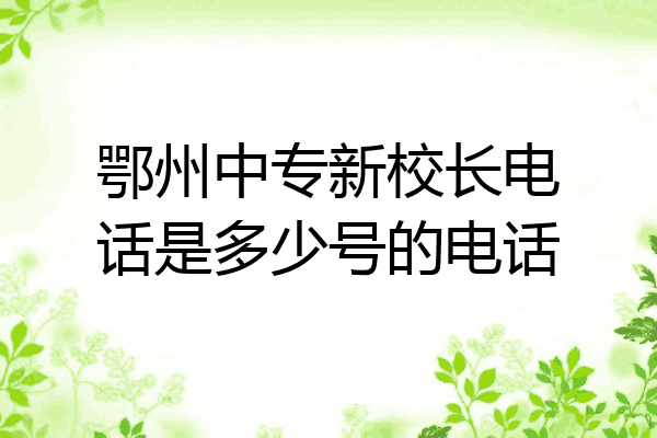 鄂州中专新校长电话是多少号的电话