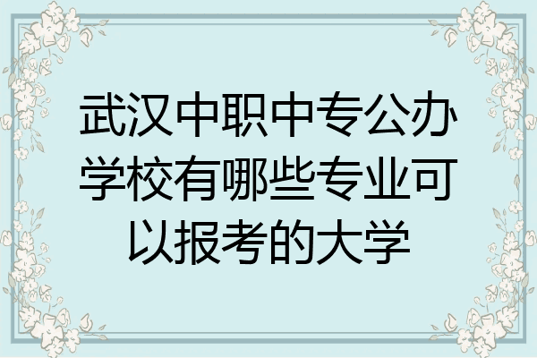 武汉中职中专公办学校有哪些专业可以报考的大学