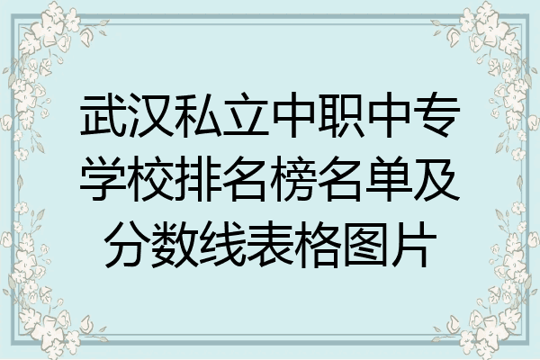 武汉私立中职中专学校排名榜名单及分数线表格图片