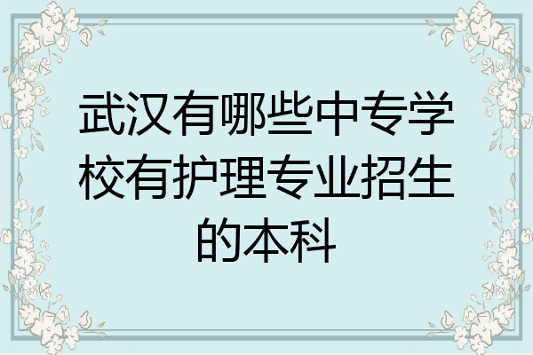 武汉有哪些中专学校有护理专业招生的本科