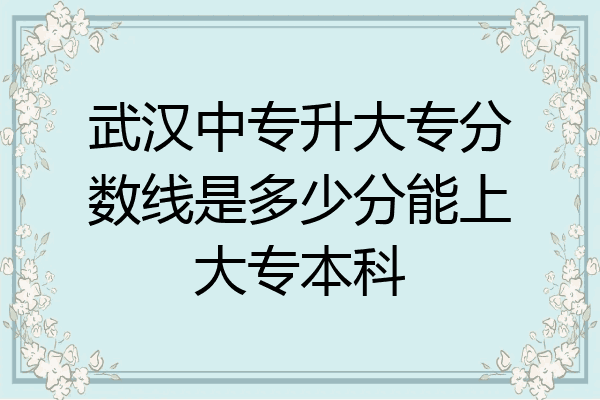武汉中专升大专分数线是多少分能上大专本科