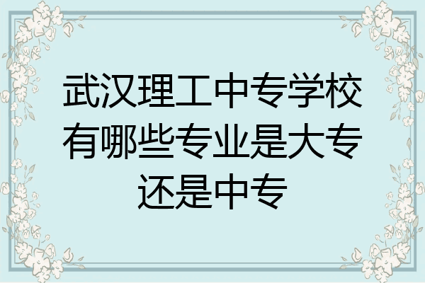 武汉理工中专学校有哪些专业是大专还是中专