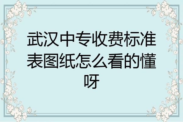 武汉中专收费标准表图纸怎么看的懂呀