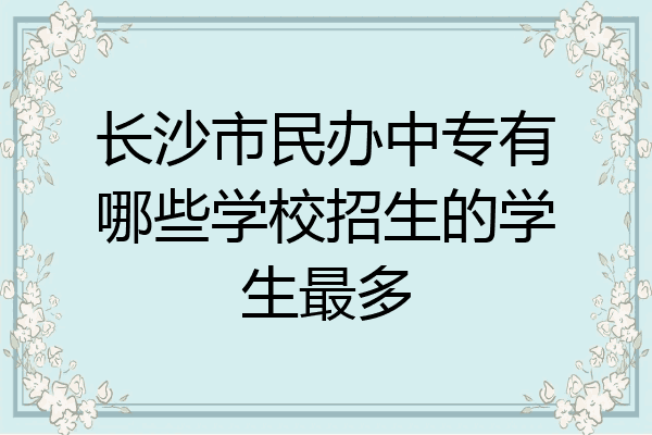 长沙市民办中专有哪些学校招生的学生最多