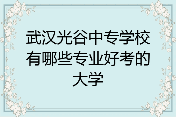 武汉光谷中专学校有哪些专业好考的大学