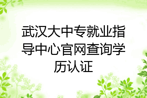 武汉大中专就业指导中心官网查询学历认证