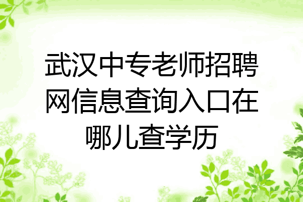 武汉中专老师招聘网信息查询入口在哪儿查学历