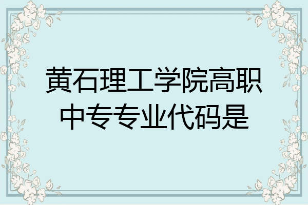 黄石理工学院高职中专专业代码是