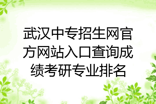武汉中专招生网官方网站入口查询成绩考研专业排名