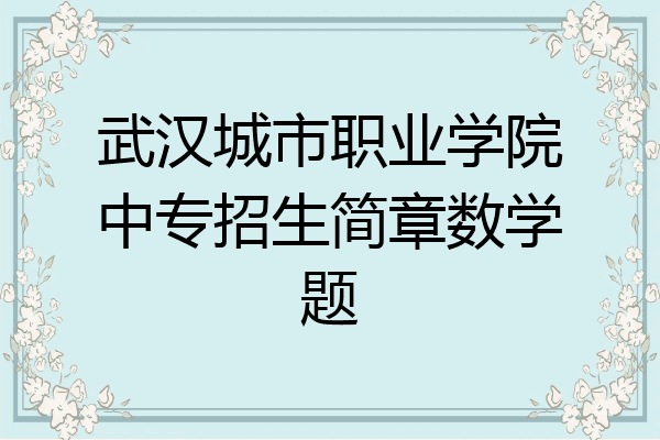武汉城市职业学院中专招生简章数学题