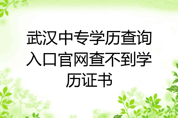 武汉中专学历查询入口官网查不到学历证书
