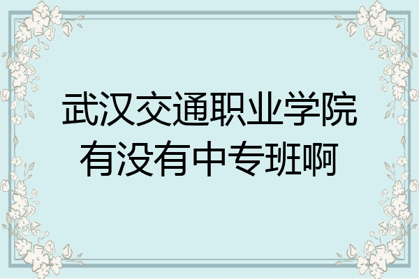 武汉交通职业学院有没有中专班啊