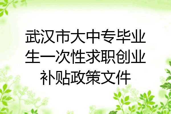 武汉市大中专毕业生一次性求职创业补贴政策文件