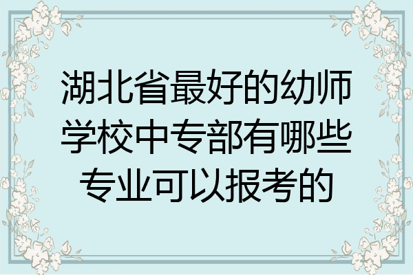 湖北省最好的幼师学校中专部有哪些专业可以报考的