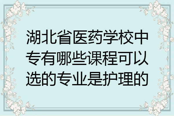 湖北省医药学校中专有哪些课程可以选的专业是护理的
