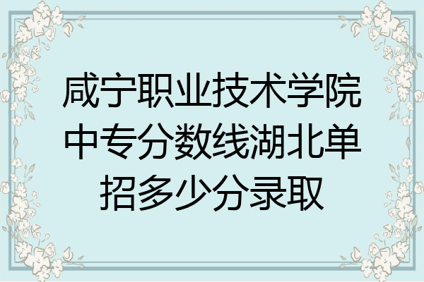 咸宁职业技术学院中专分数线湖北单招多少分录取
