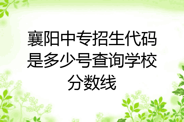 襄阳中专招生代码是多少号查询学校分数线