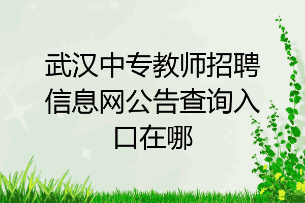 武汉中专教师招聘信息网公告查询入口在哪