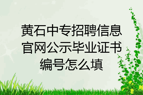 黄石中专招聘信息官网公示毕业证书编号怎么填