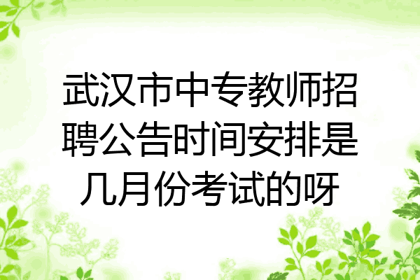 武汉市中专教师招聘公告时间安排是几月份考试的呀