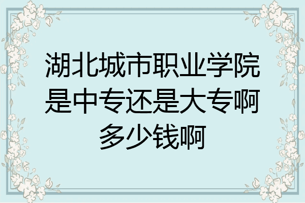 湖北城市职业学院是中专还是大专啊多少钱啊