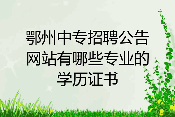 鄂州中专招聘公告网站有哪些专业的学历证书