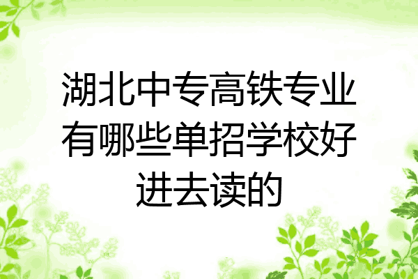 湖北中专高铁专业有哪些单招学校好进去读的