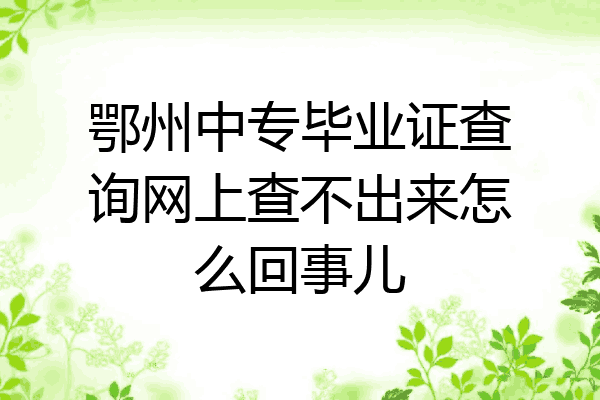 鄂州中专毕业证查询网上查不出来怎么回事儿