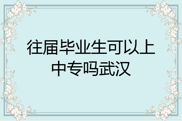 往届毕业生可以上中专吗武汉