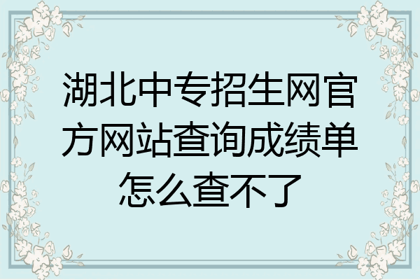 湖北中专招生网官方网站查询成绩单怎么查不了