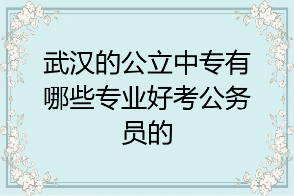 武汉的公立中专有哪些专业好考公务员的