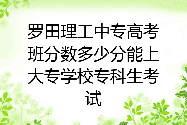 罗田理工中专高考班分数多少分能上大专学校专科生考试