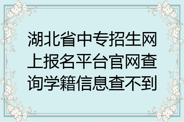 湖北省中专招生网上报名平台官网查询学籍信息查不到