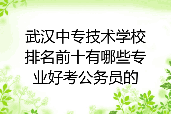 武汉中专技术学校排名前十有哪些专业好考公务员的